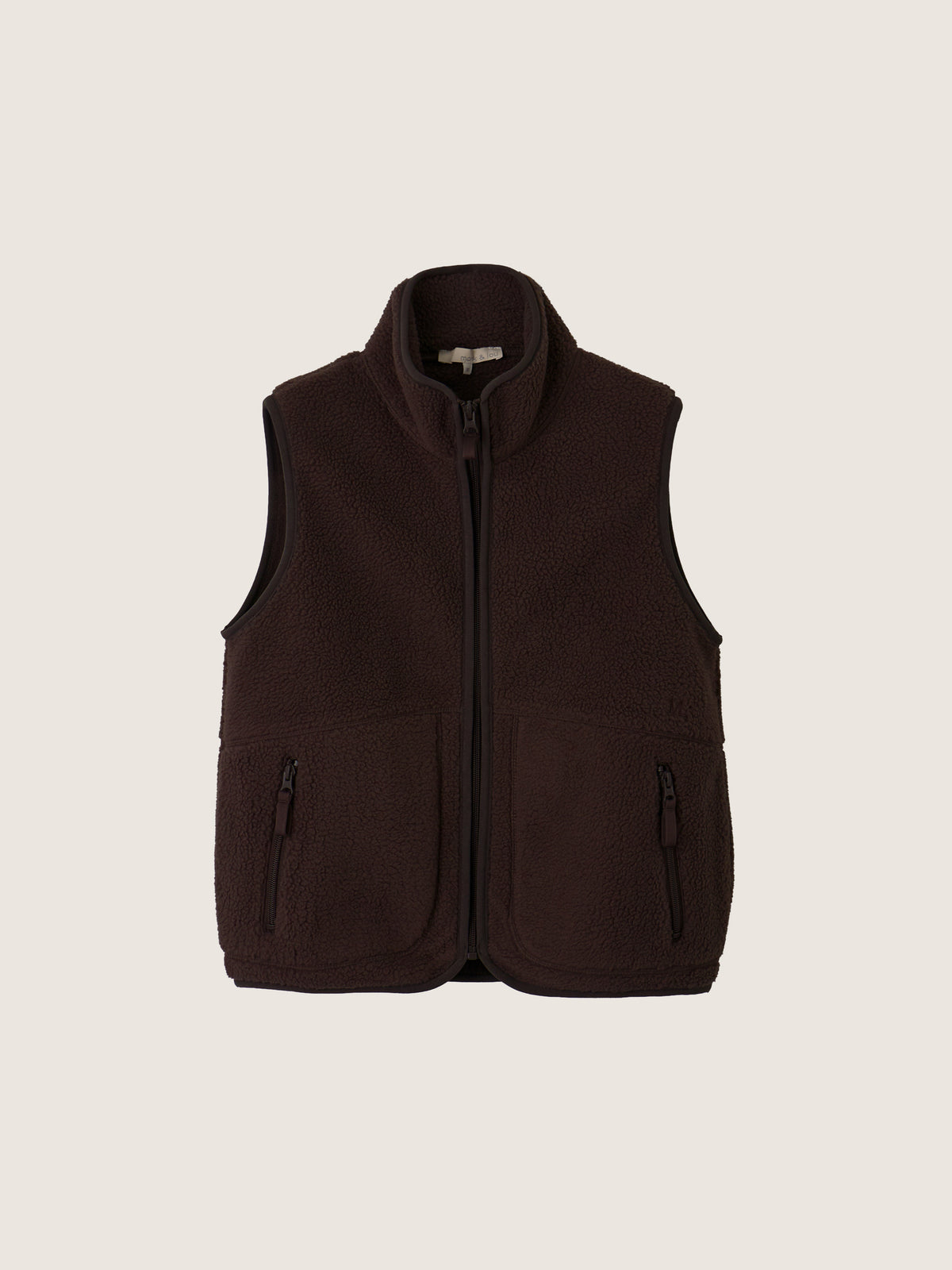 MONK & LOU - Maren High Pile Fleece Zip Vest - Espresso