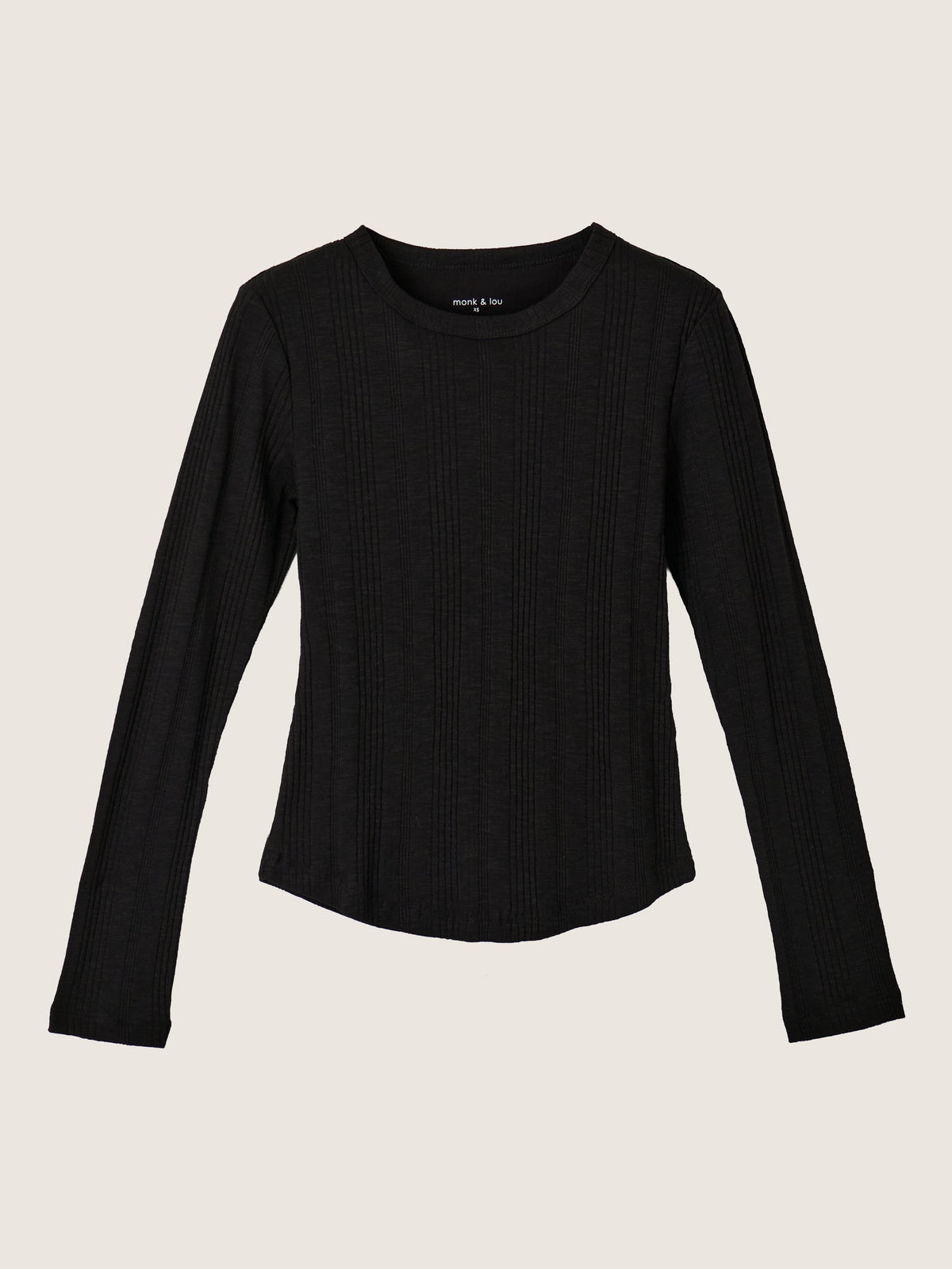 MONK & LOU - Caden Crewneck Longsleeve Top - Black