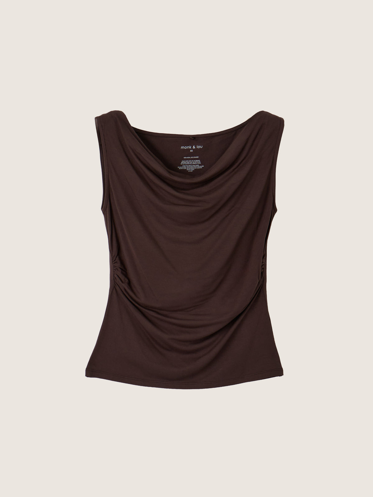 MONK & LOU - Hazel Cowl Neck Shell - Coffee Bean