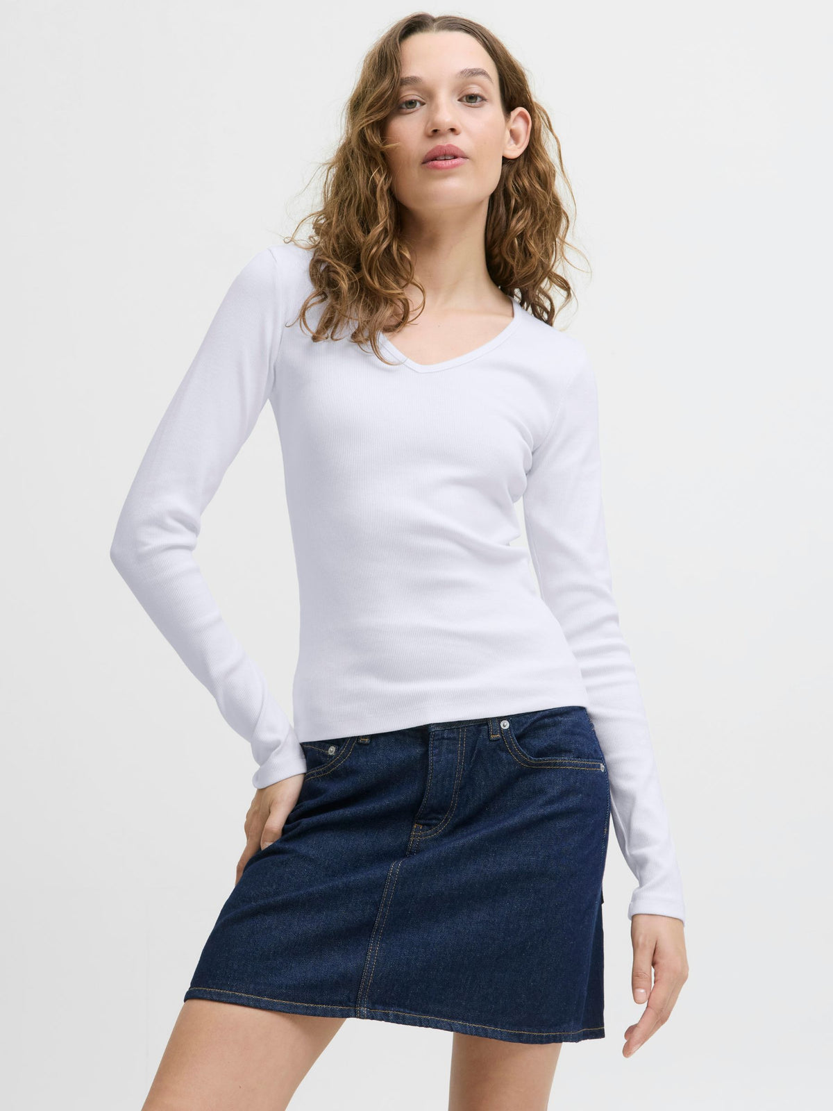 JJXX - Freya Rib Longsleeve V-neck T-Shirt -