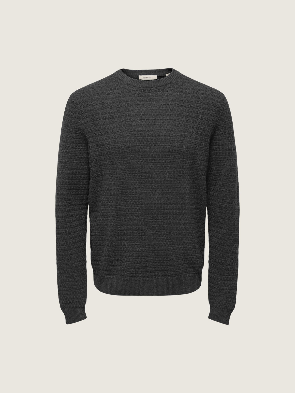 ONLY & SONS - Loui Structure Knit Sweater - Dark Gray Melange