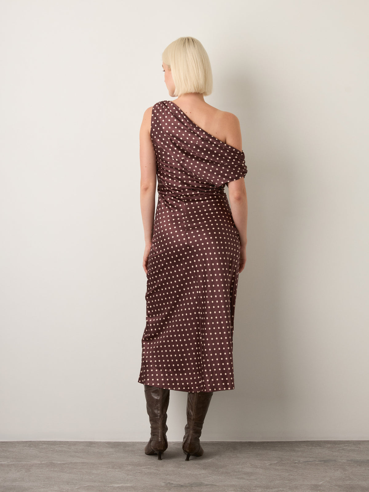 LOVEFINN - Polka Dot Off Shoulder Dress - 