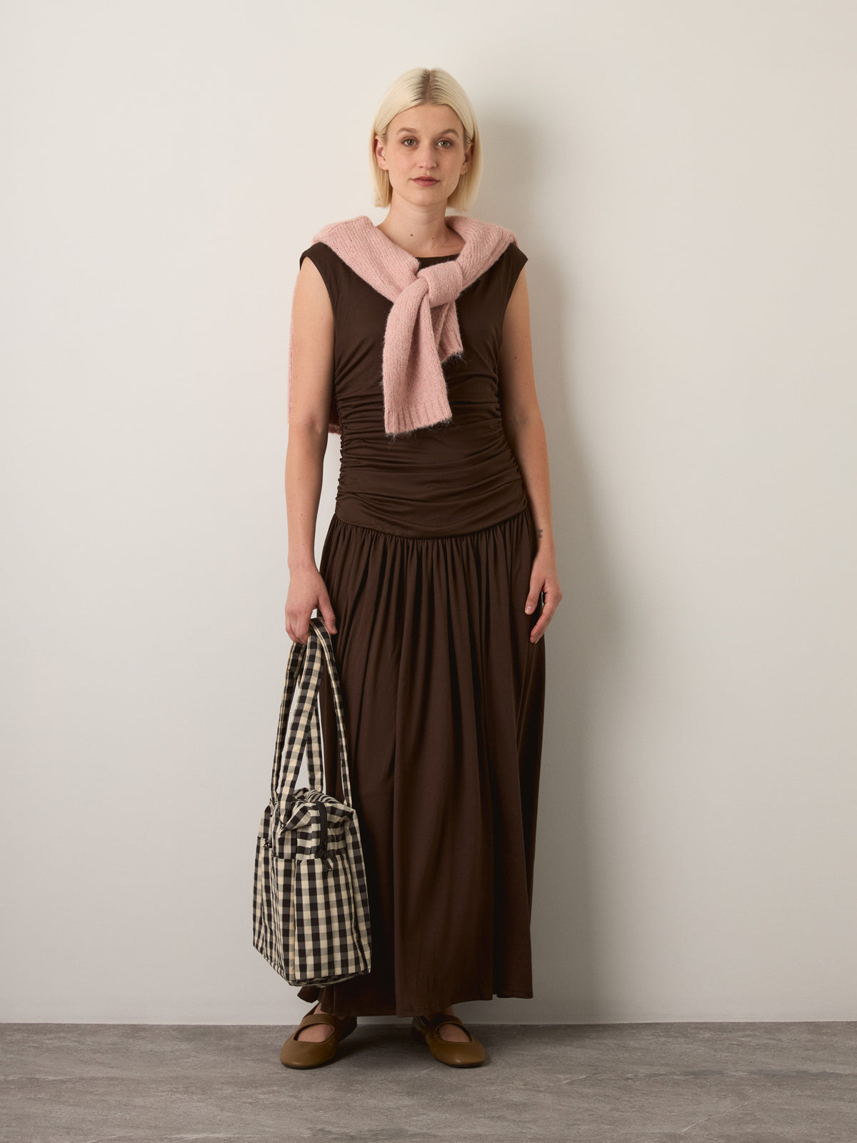 LOVEFINN - Boatneck Jersey Dress - Chocolate