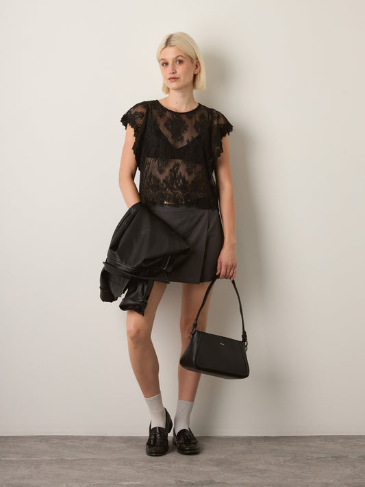 LOVEFINN - Lace Scalloped Top - Black