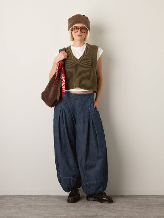FREE PEOPLE - Moonflower Balloon Jeans - Blue Dusk