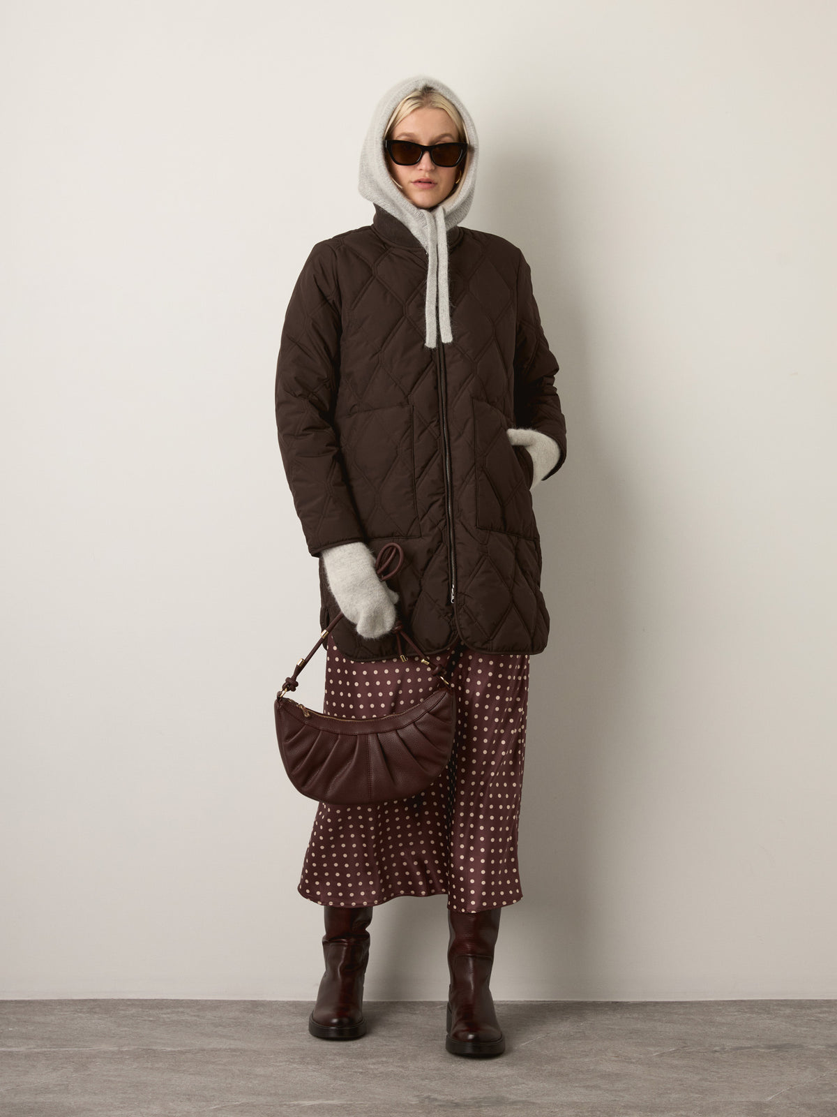 MONK & LOU - Jimmi Long Bomber Jacket - Dark Cocoa