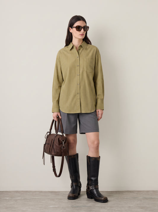 JJXX - Jamie Relaxed Poplin Shirt - Green Moss / Nutria