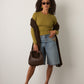 JJXX - Freya Rib Longsleeve T-Shirt - Green Moss