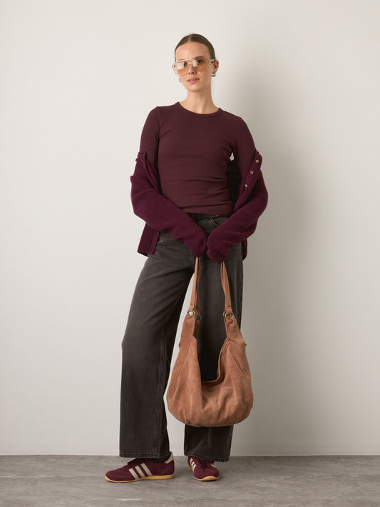 JJXX - Freya Rib Longsleeve T-Shirt - Winetasting