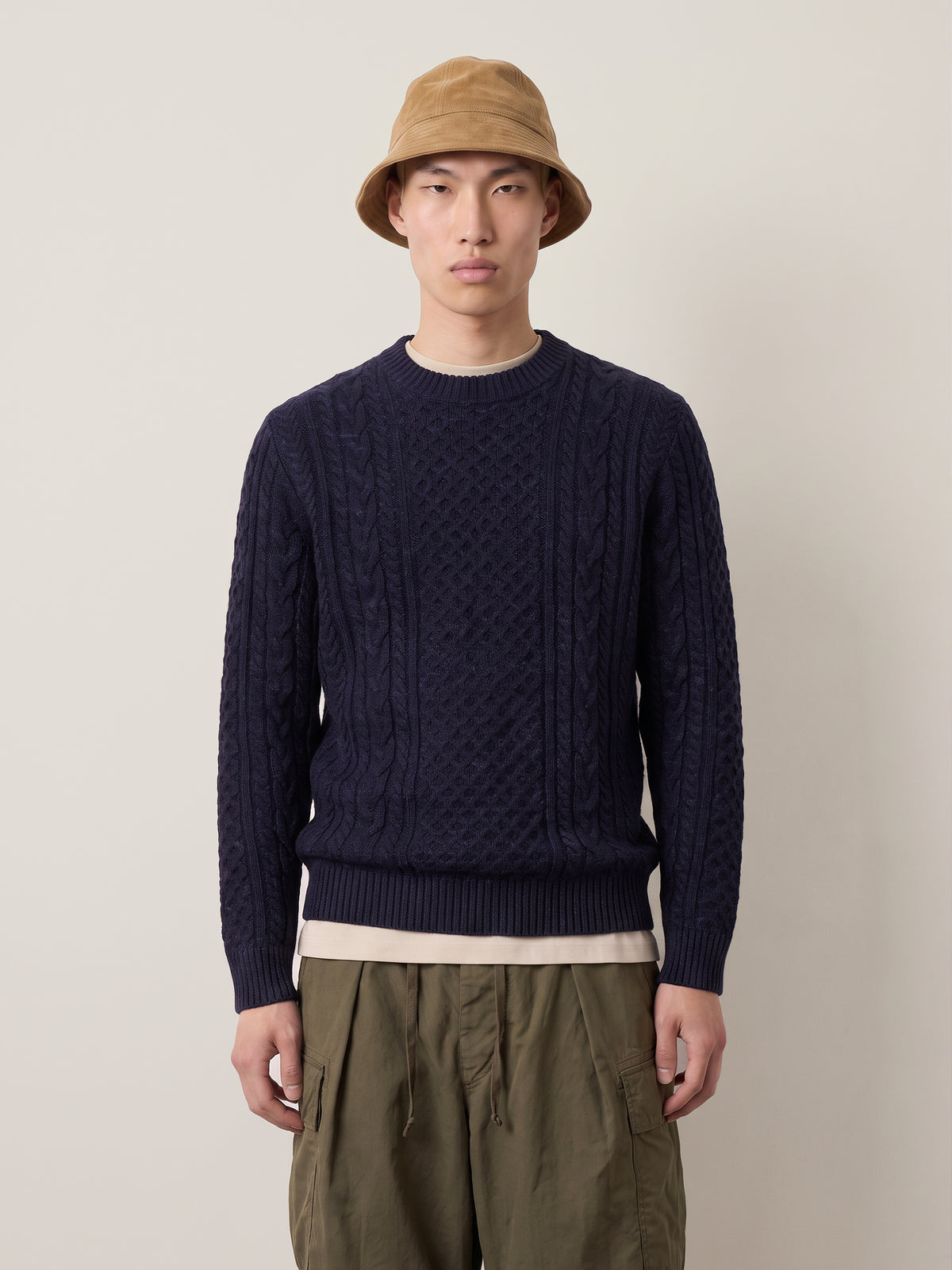 Premium Callum Cable Knit Crewneck Sweater