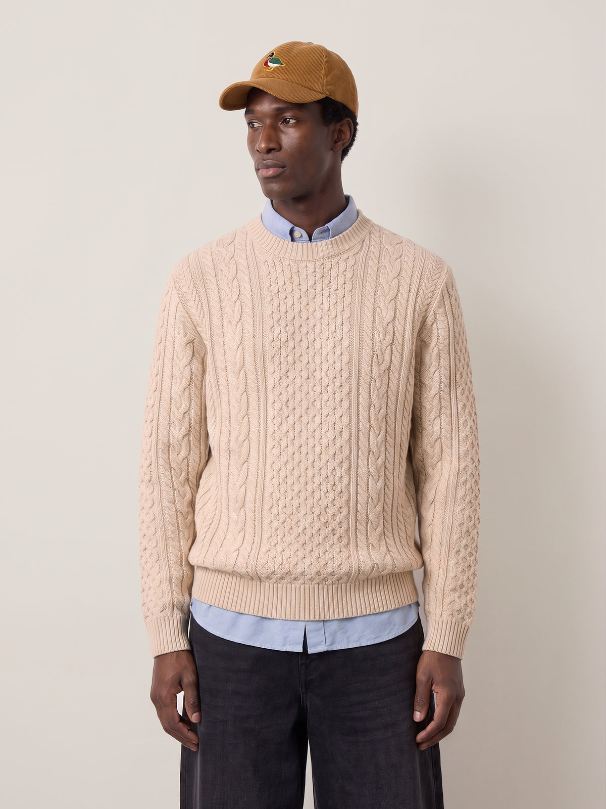 Premium Callum Cable Knit Crewneck Sweater