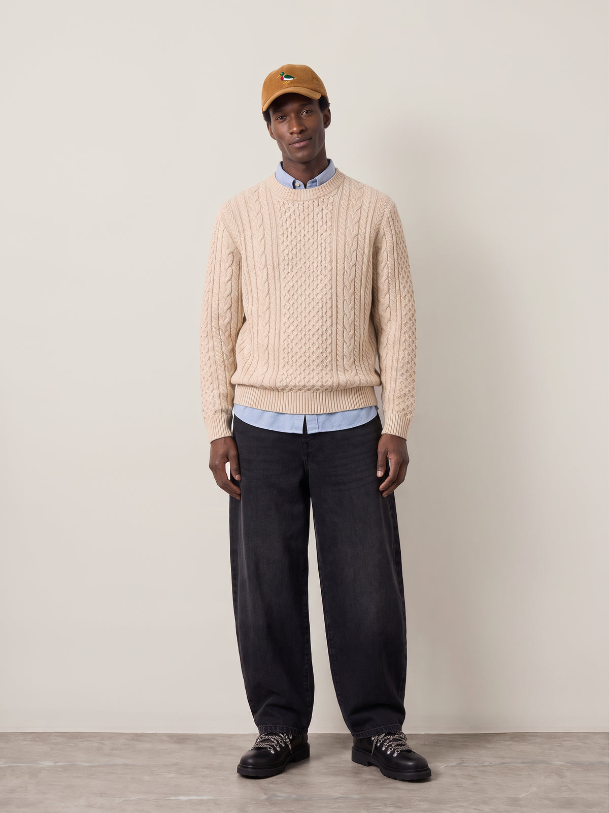 Premium Callum Cable Knit Crewneck Sweater