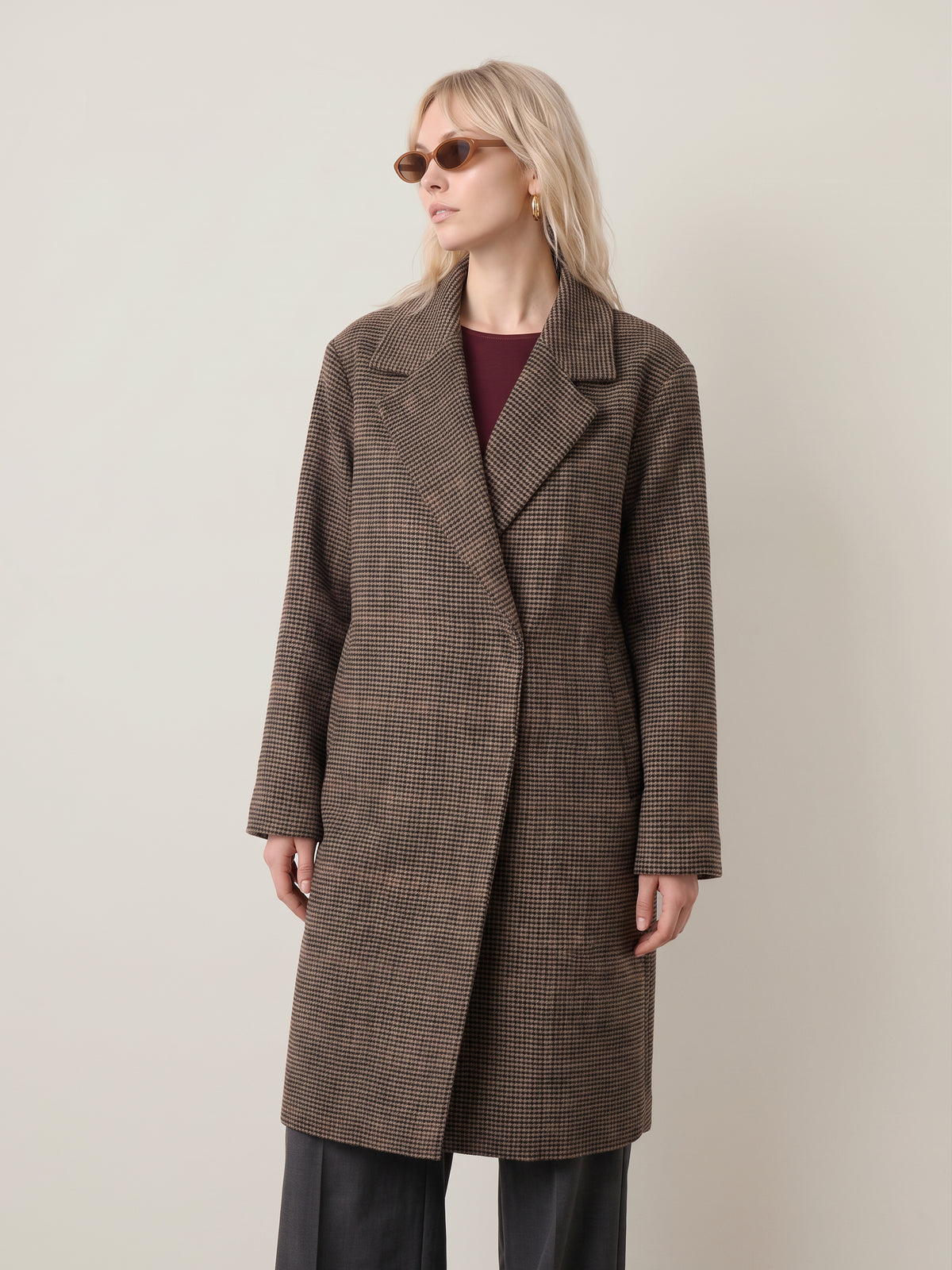 ONLY - Lulu Checked Long Coat - 