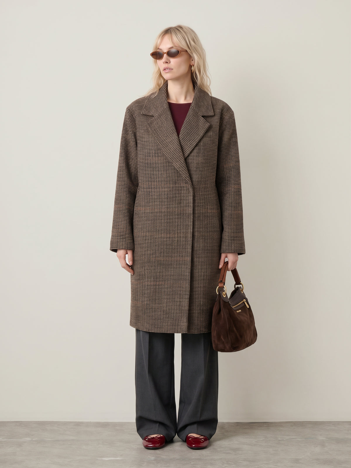ONLY - Lulu Checked Long Coat - 