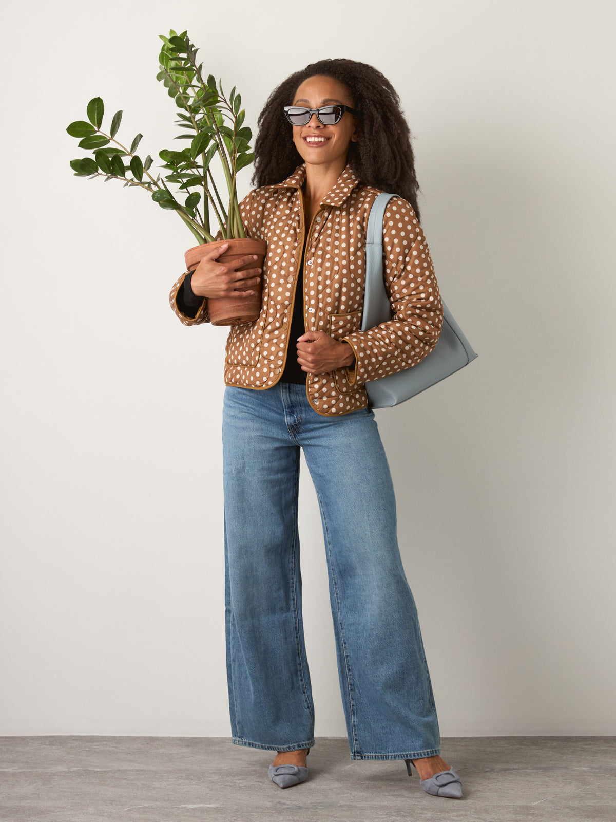 ONLY - Dot Quilted Jacket - Rubber Dot Cloud Dancer