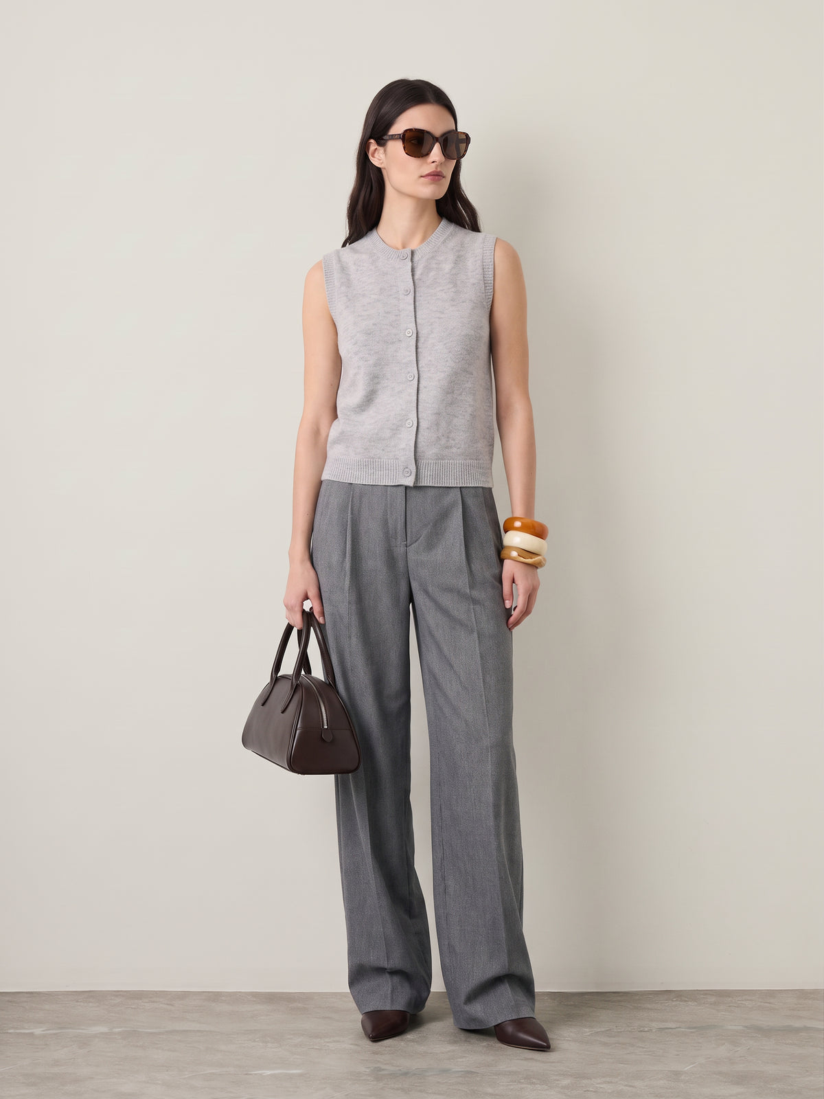 ONLY - Olivia Knit Sweater Vest - Light Grey Melange