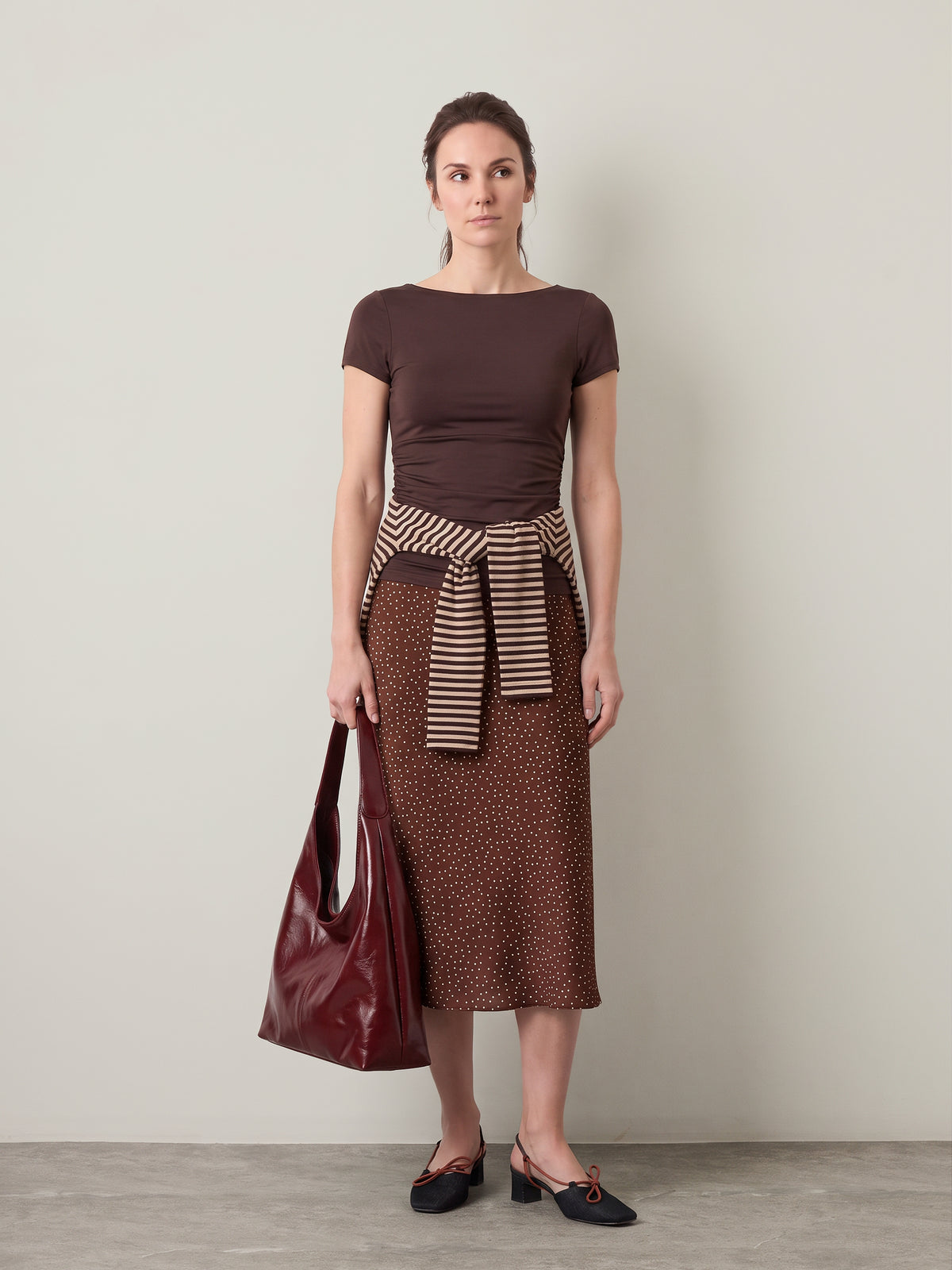 ONLY - Evelyn Shortsleeve Boatneck Top - Coffee Bean