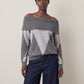 ONLY - Alivia Argyle Off Shoulder Pullover Sweater - 
