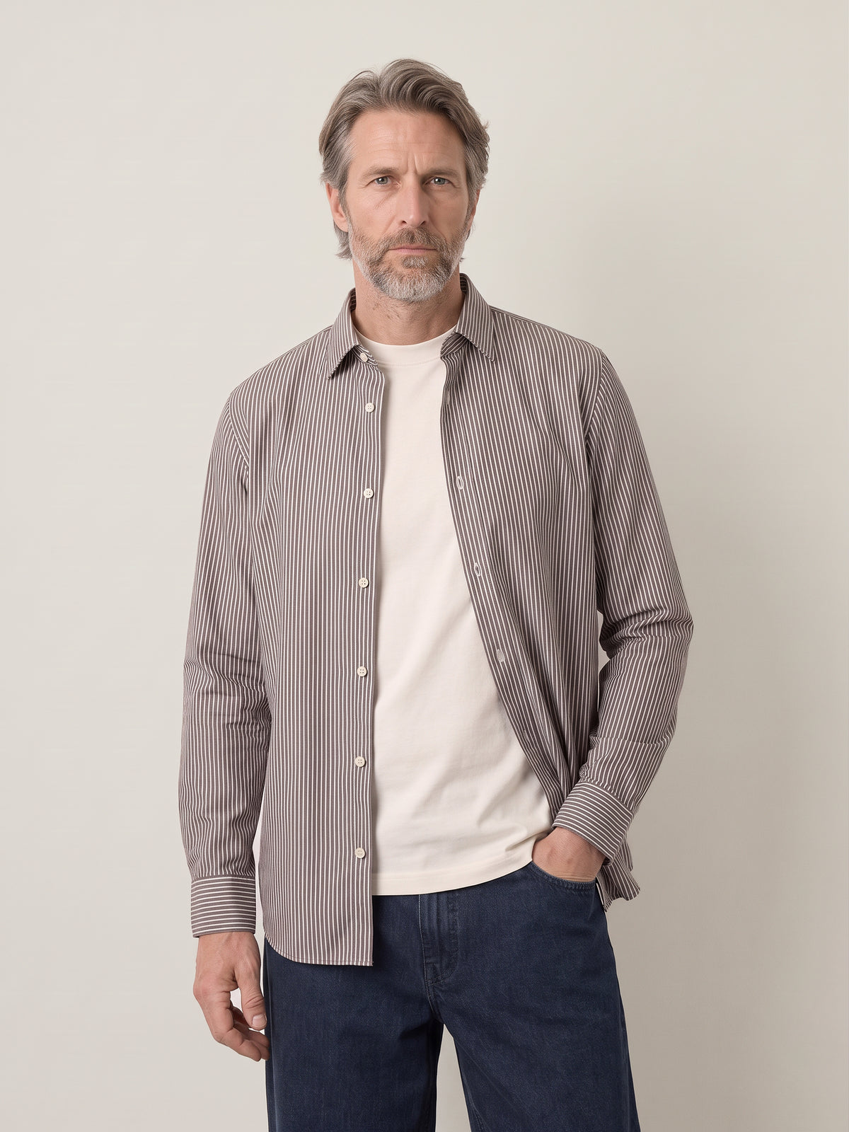SELECTED - Slim Performance Striped Shirt - 