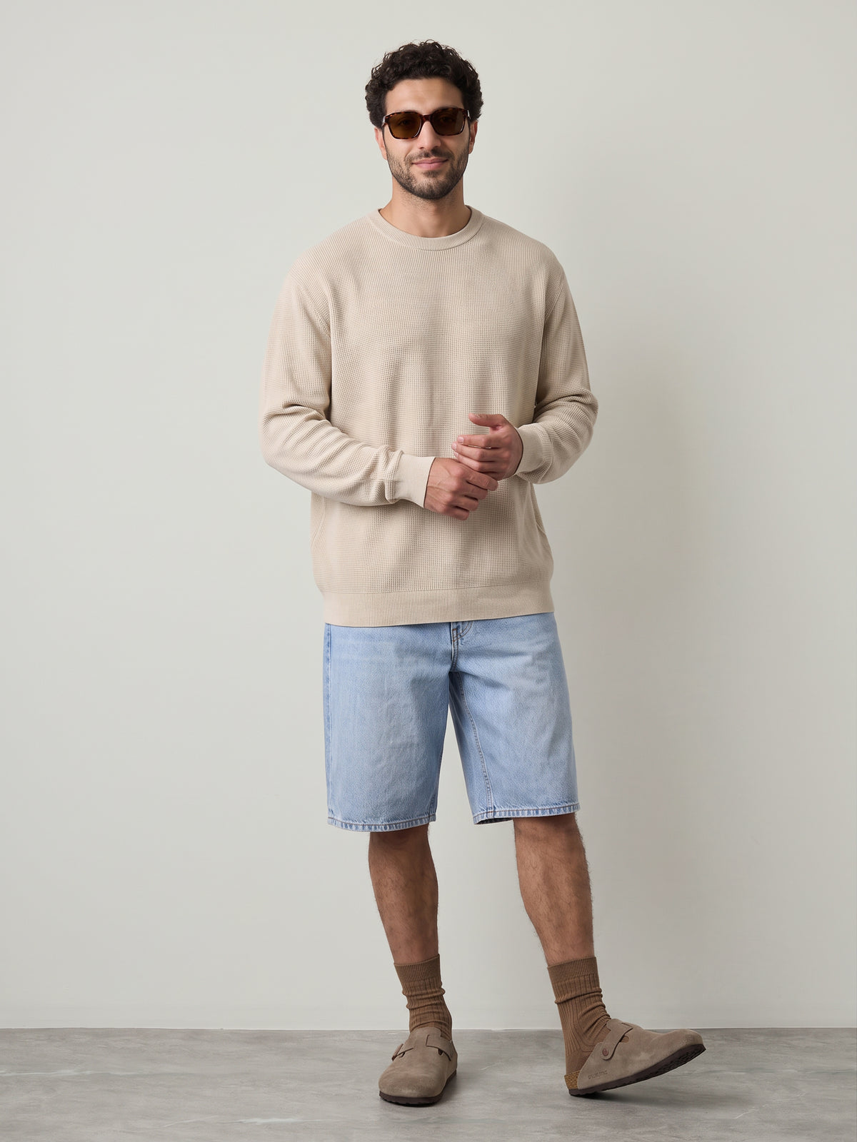 ONLY & SONS - Tony Longsleeve Waffle Knit Shirt - Silver Lining