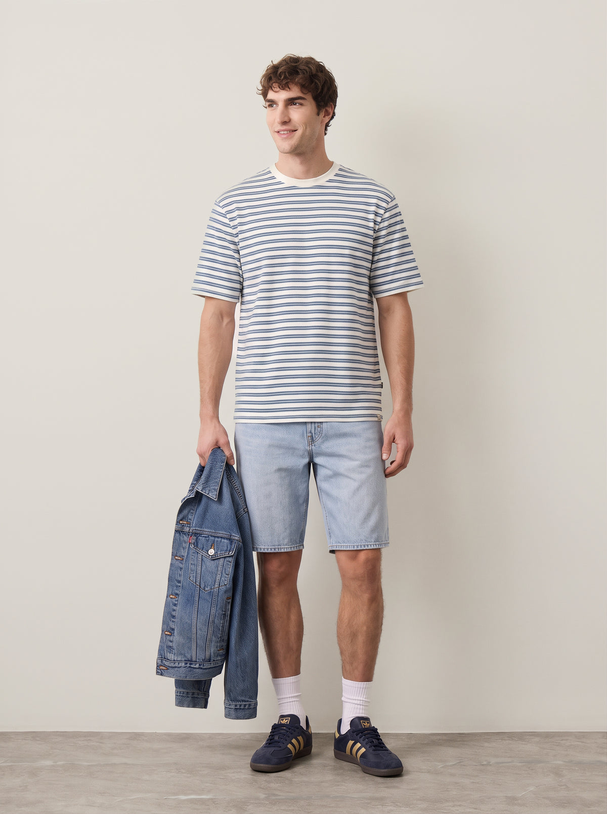 ONLY & SONS - Walker Relaxed Striped T-Shirt - Cloud Dancer / Vintage Indigo