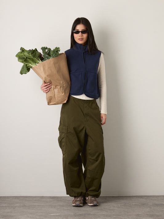MONK & LOU - Maren High Pile Fleece Zip Vest - Navy