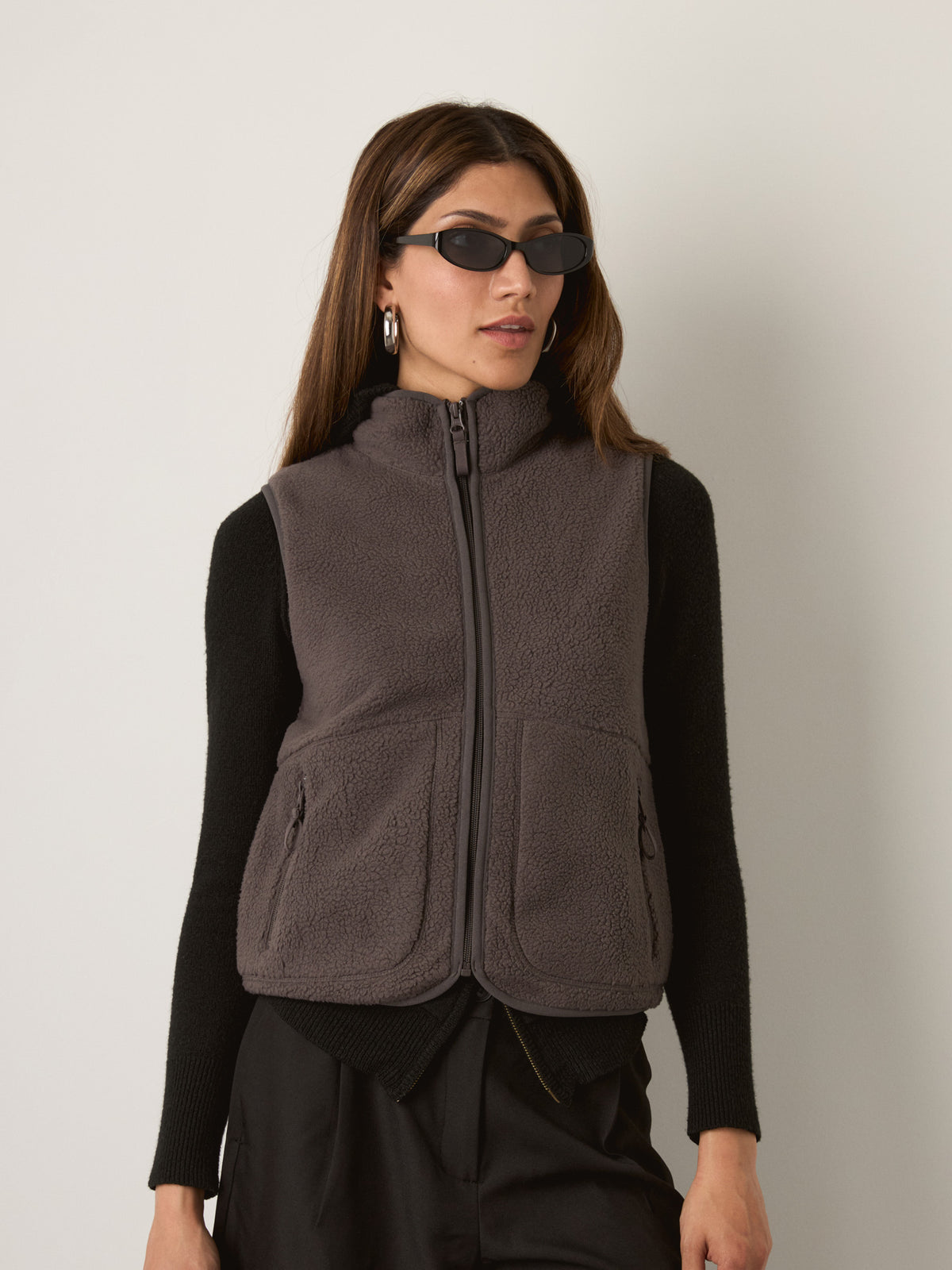 MONK & LOU - Maren High Pile Fleece Zip Vest - 