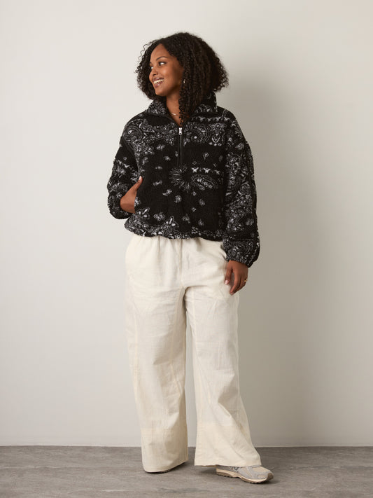 RD STYLE - Mila Printed Fleece Half-Zip Pullover - 