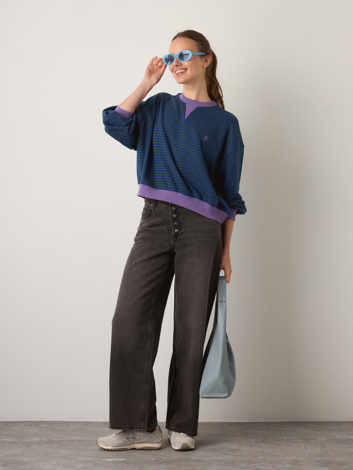 FRNCH - Match Stripe Sweatshirt - Bleu Electrique
