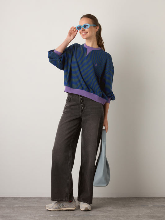 FRNCH - Match Stripe Sweatshirt - Bleu Electrique