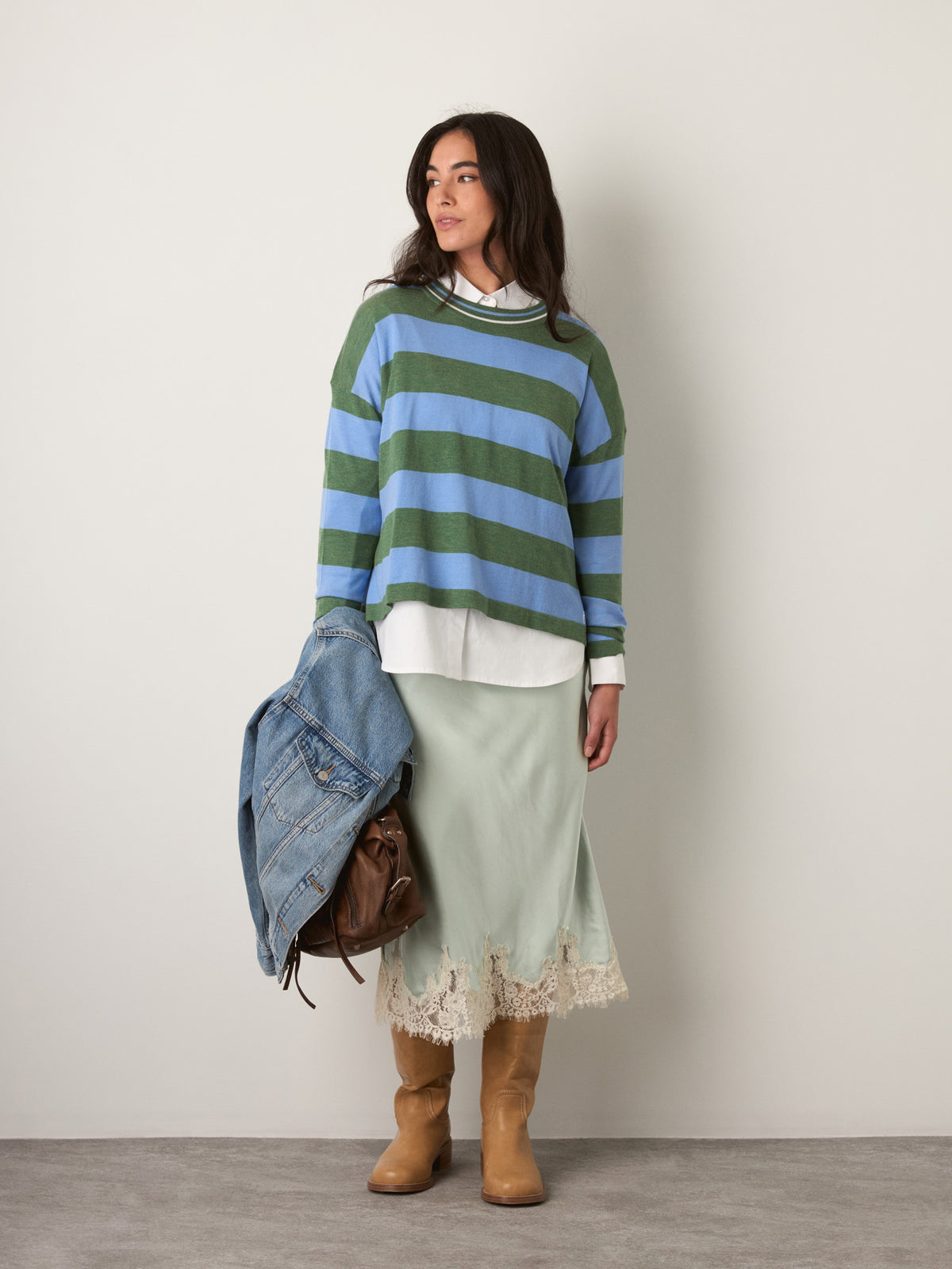 FRNCH - Ivana Stripe Sweater - Kaki