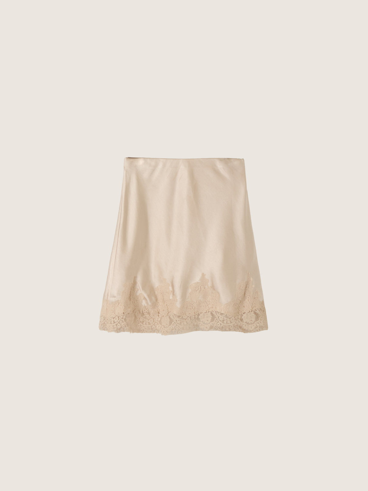 LOVEFINN - Satin Lace Trim Miniskirt - 