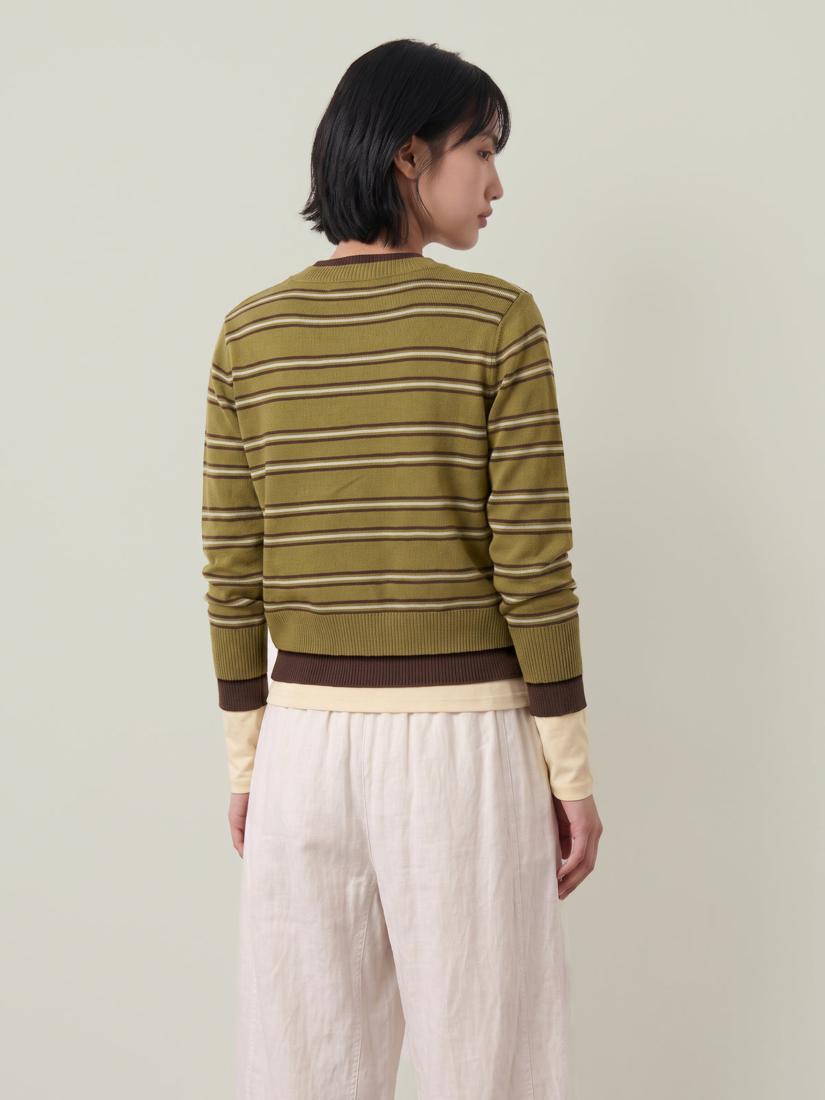 LOVEFINN - Olive Stripe Cardigan - 