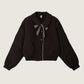 LOVEFINN - Gingham Contrast Bomber Jacket - 