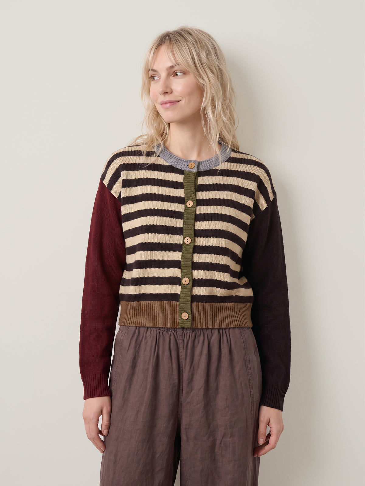 LOVEFINN - Stripe Mix Cardigan - 
