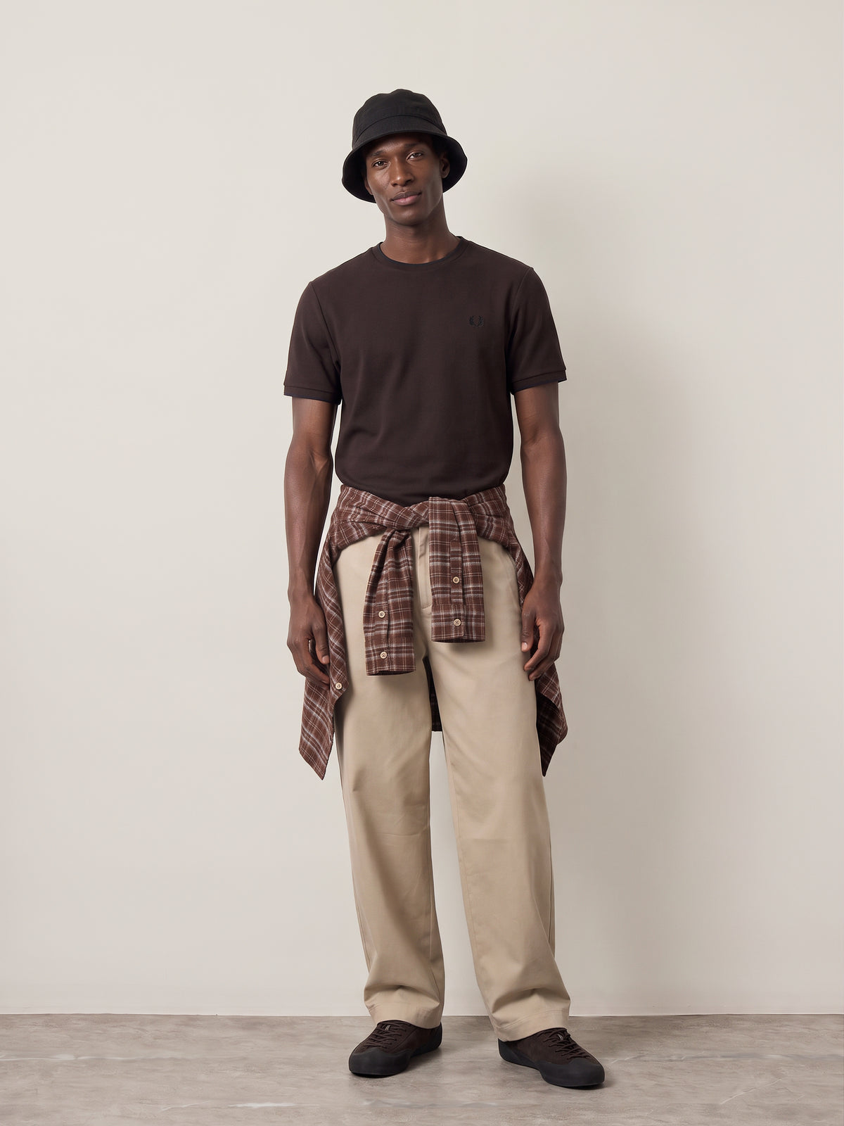 FRED PERRY - Crepe Piqué T-Shirt - Rich Brown