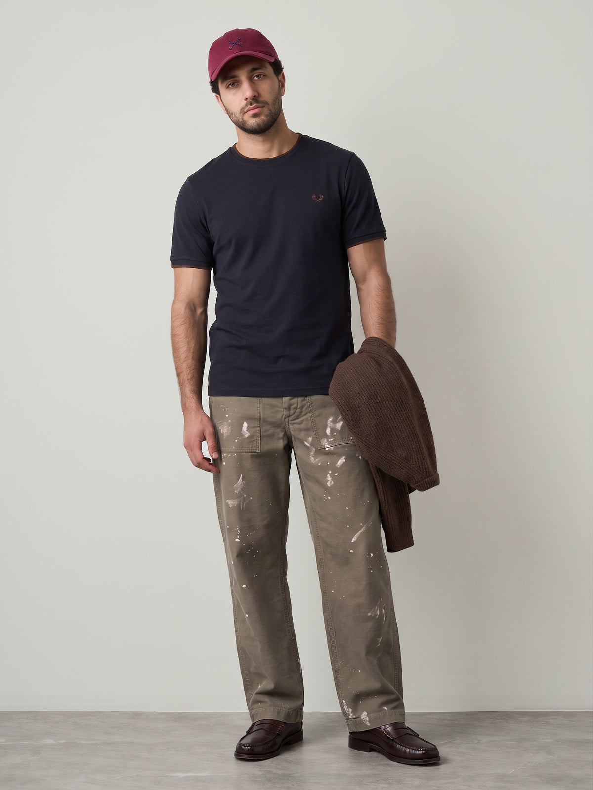 FRED PERRY - Crepe Piqué T-Shirt - Navy