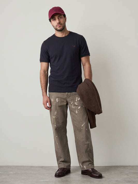 FRED PERRY - Crepe Piqué T-Shirt - Navy
