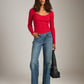 MONK & LOU - Anya Sweetheart Sweater - Red Cherry