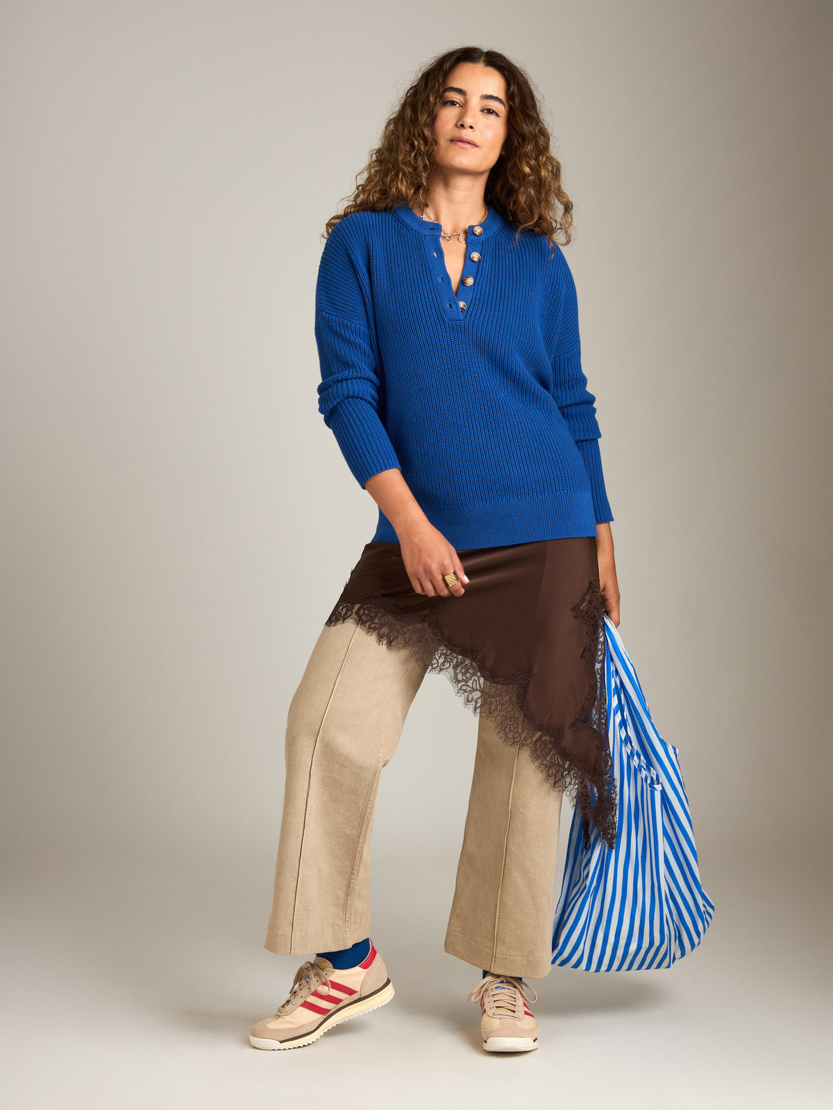 MONK & LOU - Neda Henley Sweater - Blue Water