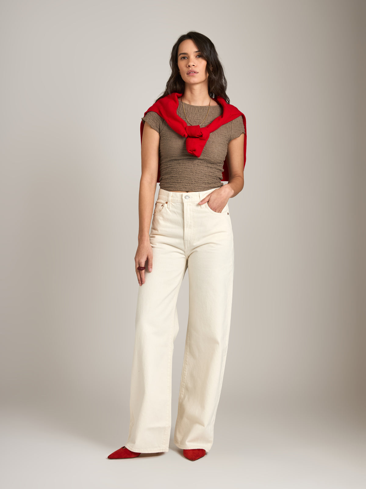 MONK & LOU - Dace Low Back Scoop Top - Mushroom