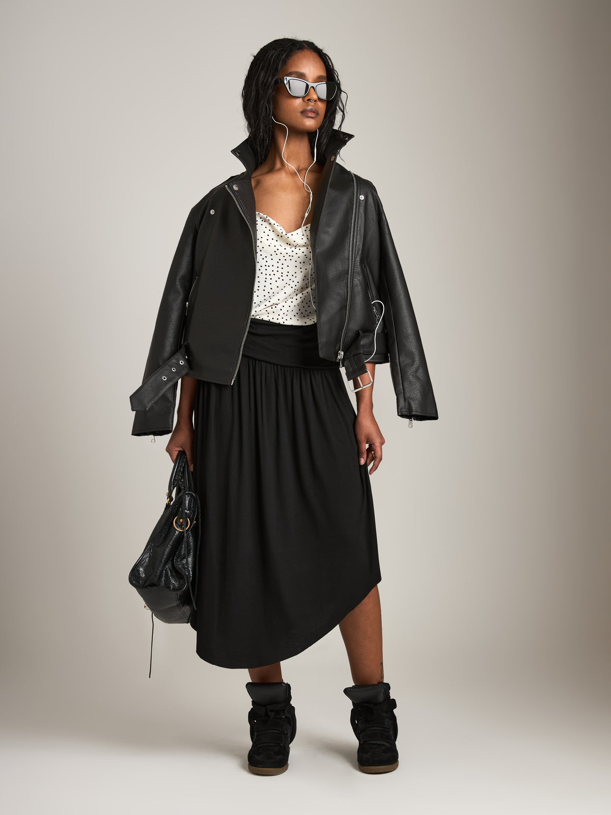 MONK & LOU - Danita Gathered Skirt - Black