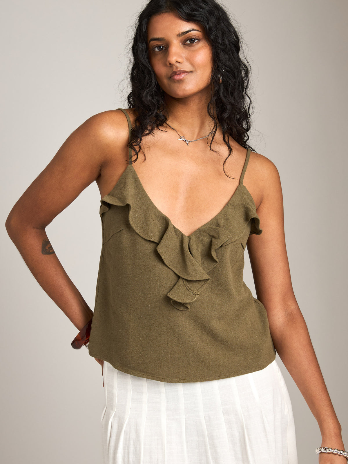 MONK & LOU - Sabrina Ruffle Tank Top - 