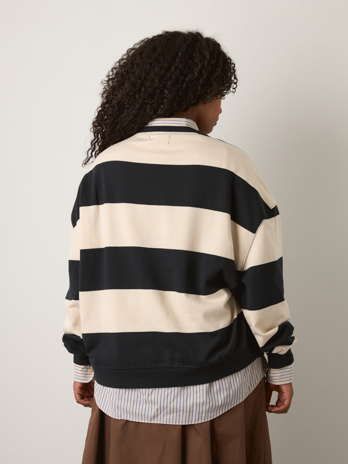 FREE PEOPLE - Classic Striped Oversized Crewneck Sweatshirt - 