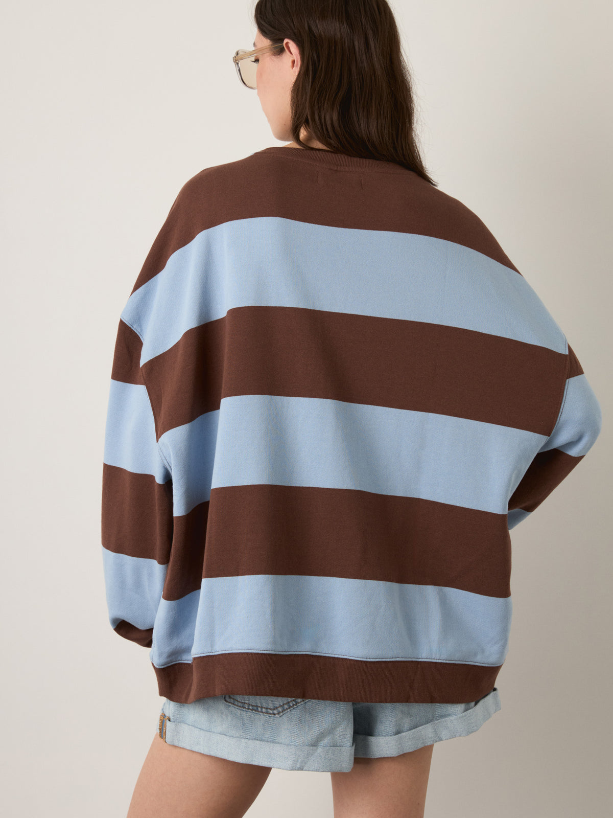 FREE PEOPLE - Classic Striped Oversized Crewneck Sweatshirt - 