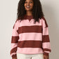 FREE PEOPLE - Classic Striped Oversized Crewneck Sweatshirt - Strawberry Wine Combo