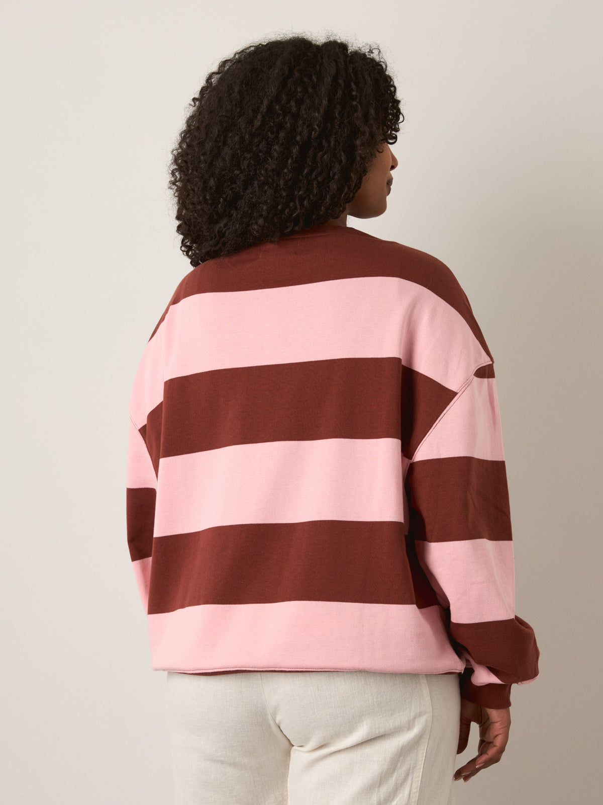 FREE PEOPLE - Classic Striped Oversized Crewneck Sweatshirt - 