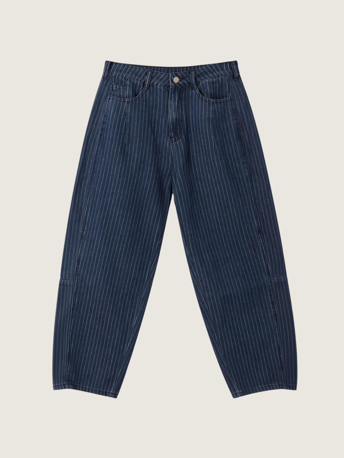 LOVEFINN - Pinstripe Barrel Denim Pants - 