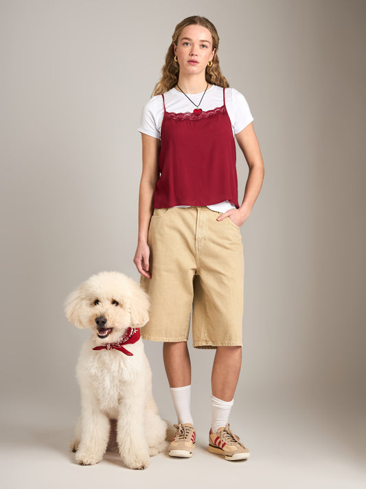 PROPAGANDA - Marjorie Lace Trim Tank - Cranberry