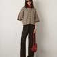 LOVEFINN - Kelsey Stripe Three-Quarter Sleeve Striped Cardigan - Brown / Ivory